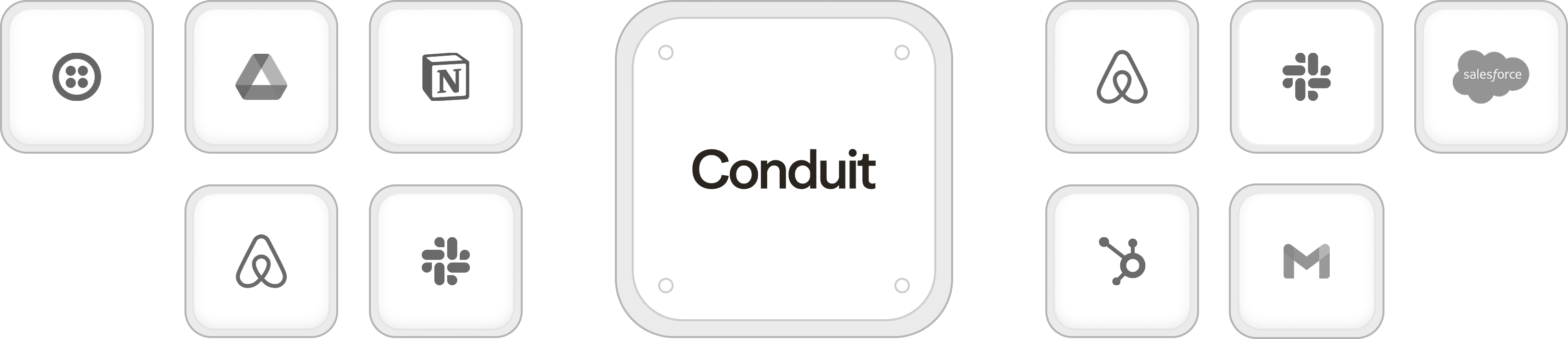Conduit at the center of a connected stack of integrations